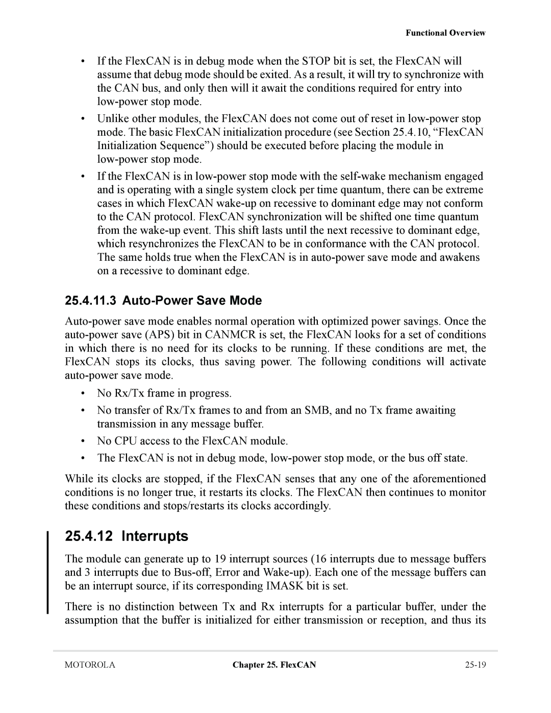 Motorola MCF5281, MCF5282 user manual Interrupts, Auto-Power Save Mode 