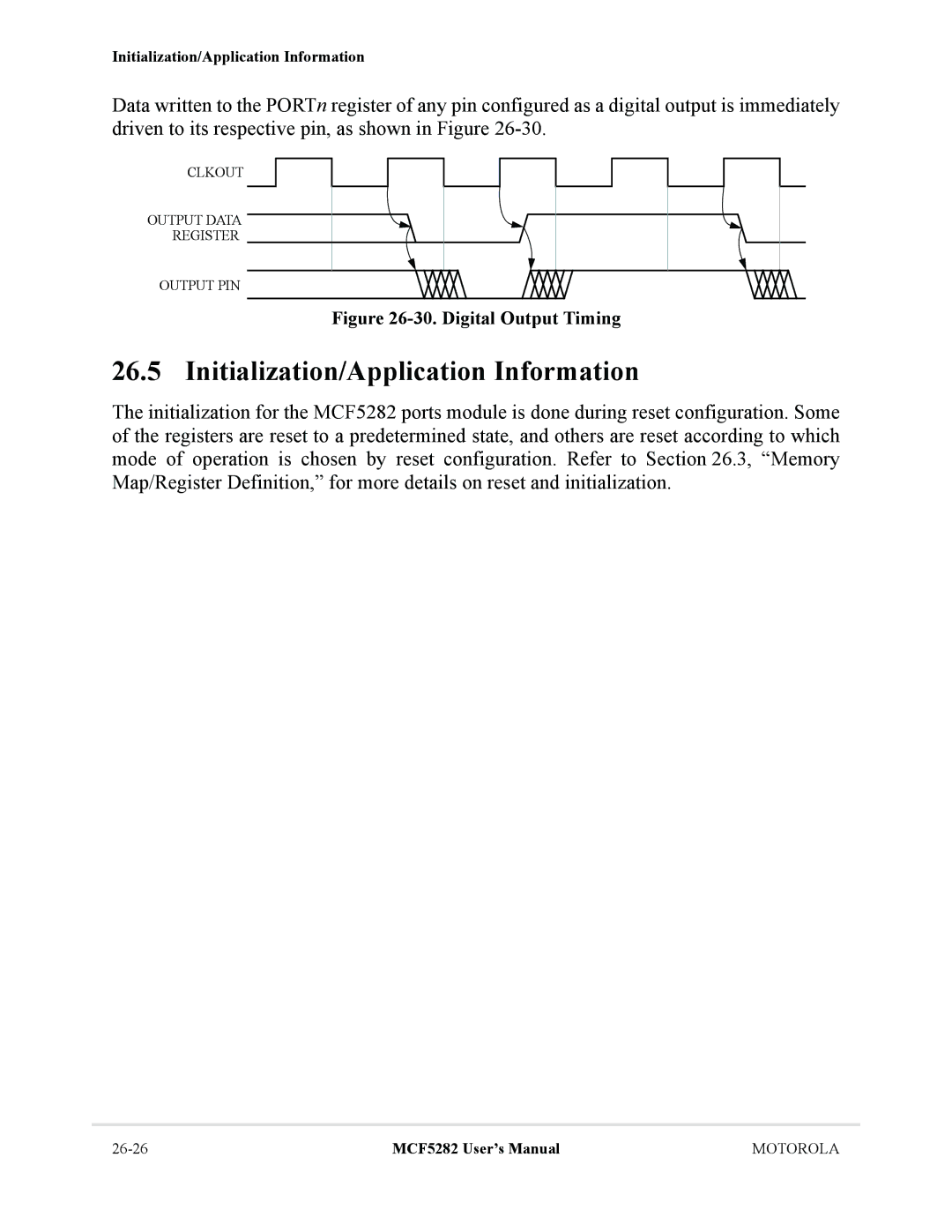 Motorola MCF5282, MCF5281 user manual Initialization/Application Information, Clkout Output Data Register Output PIN 