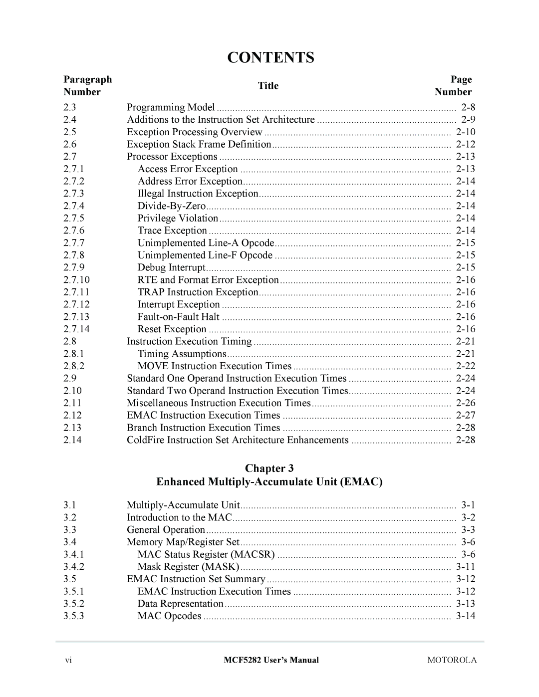 Motorola MCF5282 Chapter Enhanced Multiply-Accumulate Unit Emac, Timing Assumptions Move Instruction Execution Times 