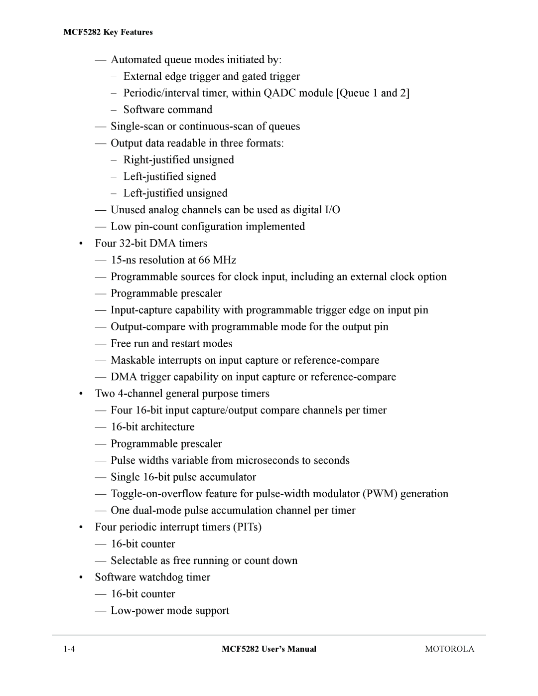 Motorola MCF5281 user manual MCF5282 Key Features 