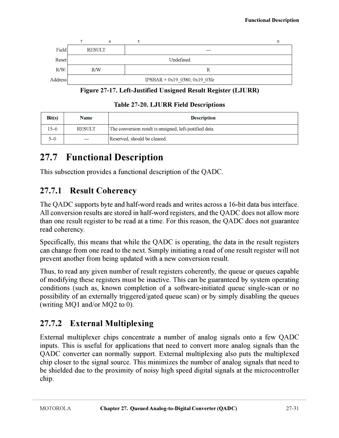 Motorola MCF5281, MCF5282 user manual Functional Description, Result Coherency, External Multiplexing 