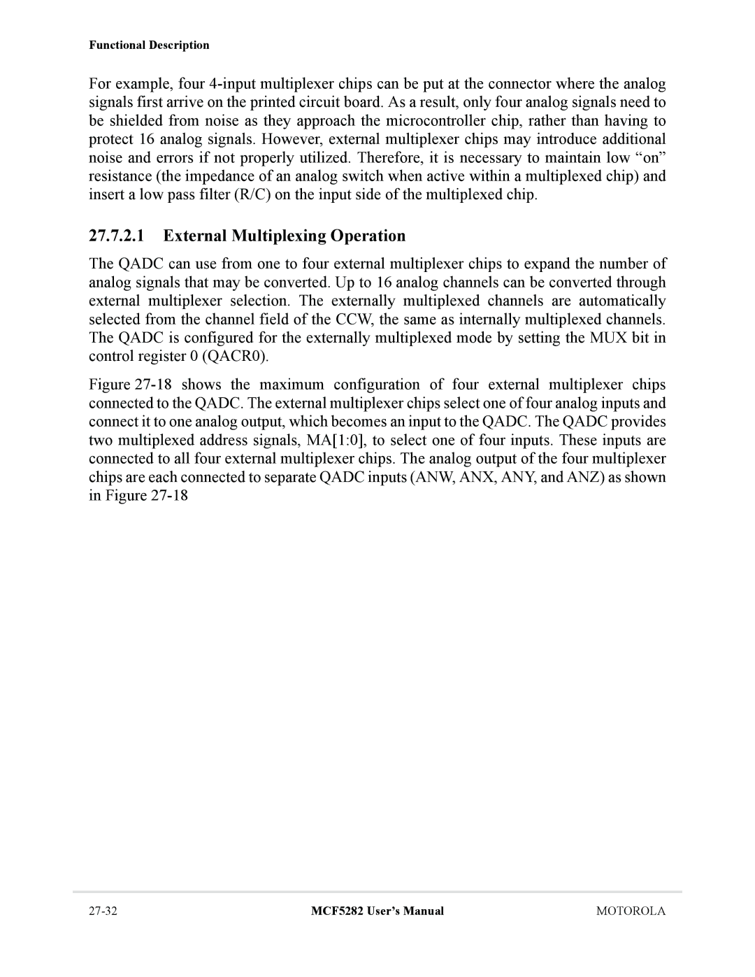 Motorola MCF5282, MCF5281 user manual External Multiplexing Operation 