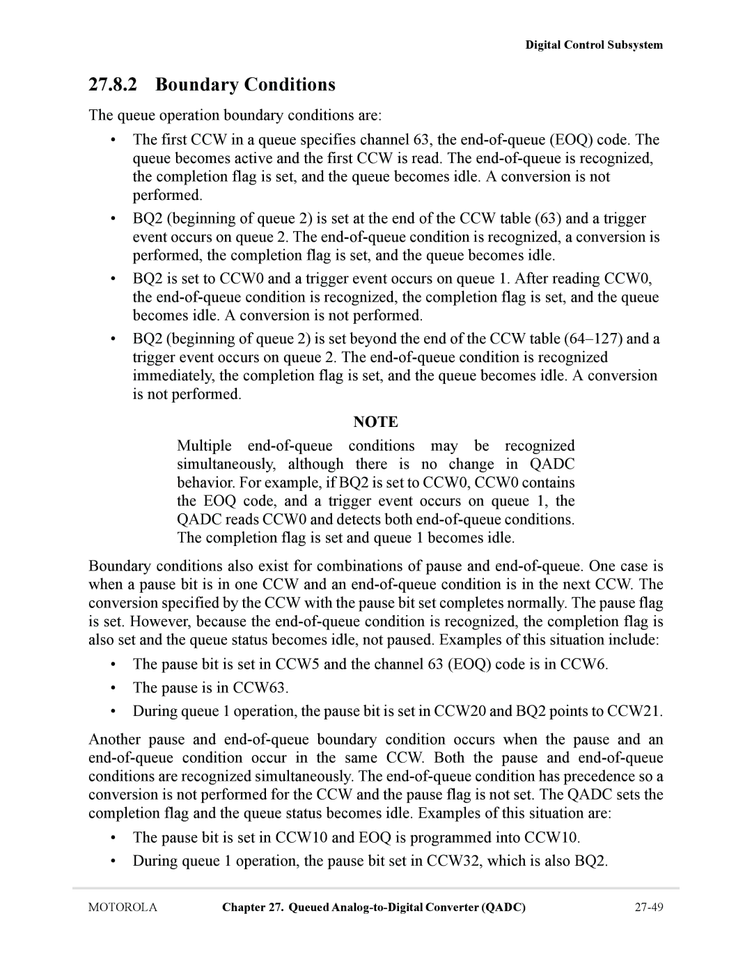 Motorola MCF5281, MCF5282 user manual Boundary Conditions 