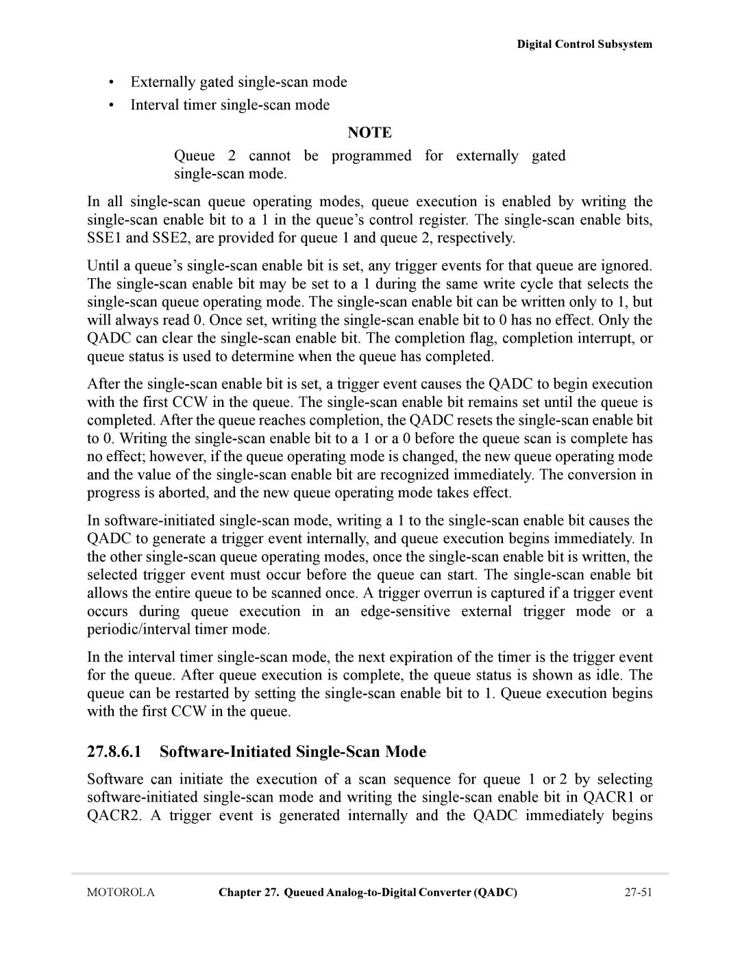 Motorola MCF5281, MCF5282 user manual Software-Initiated Single-Scan Mode 