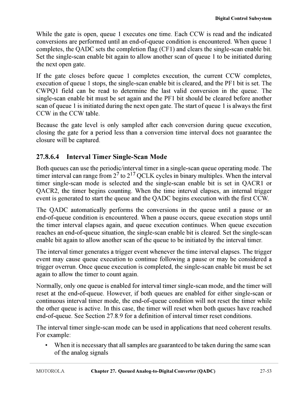 Motorola MCF5281, MCF5282 user manual Interval Timer Single-Scan Mode 