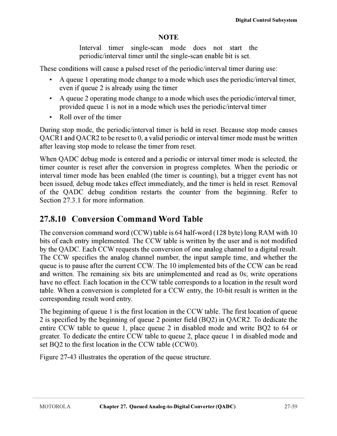 Motorola MCF5281, MCF5282 user manual Conversion Command Word Table, 43illustrates the operation of the queue structure 