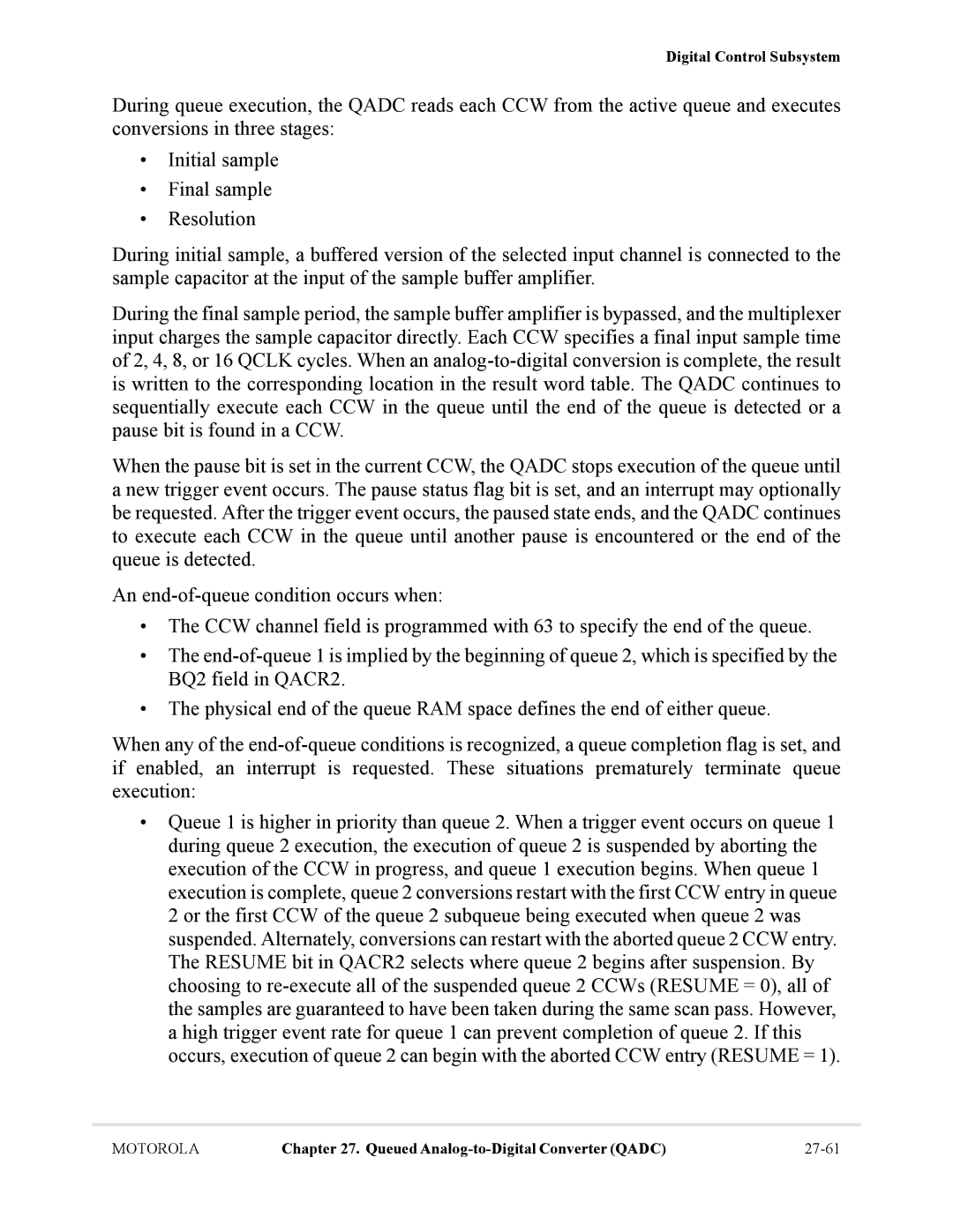 Motorola MCF5281, MCF5282 user manual Queued Analog-to-Digital Converter Qadc 27-61 