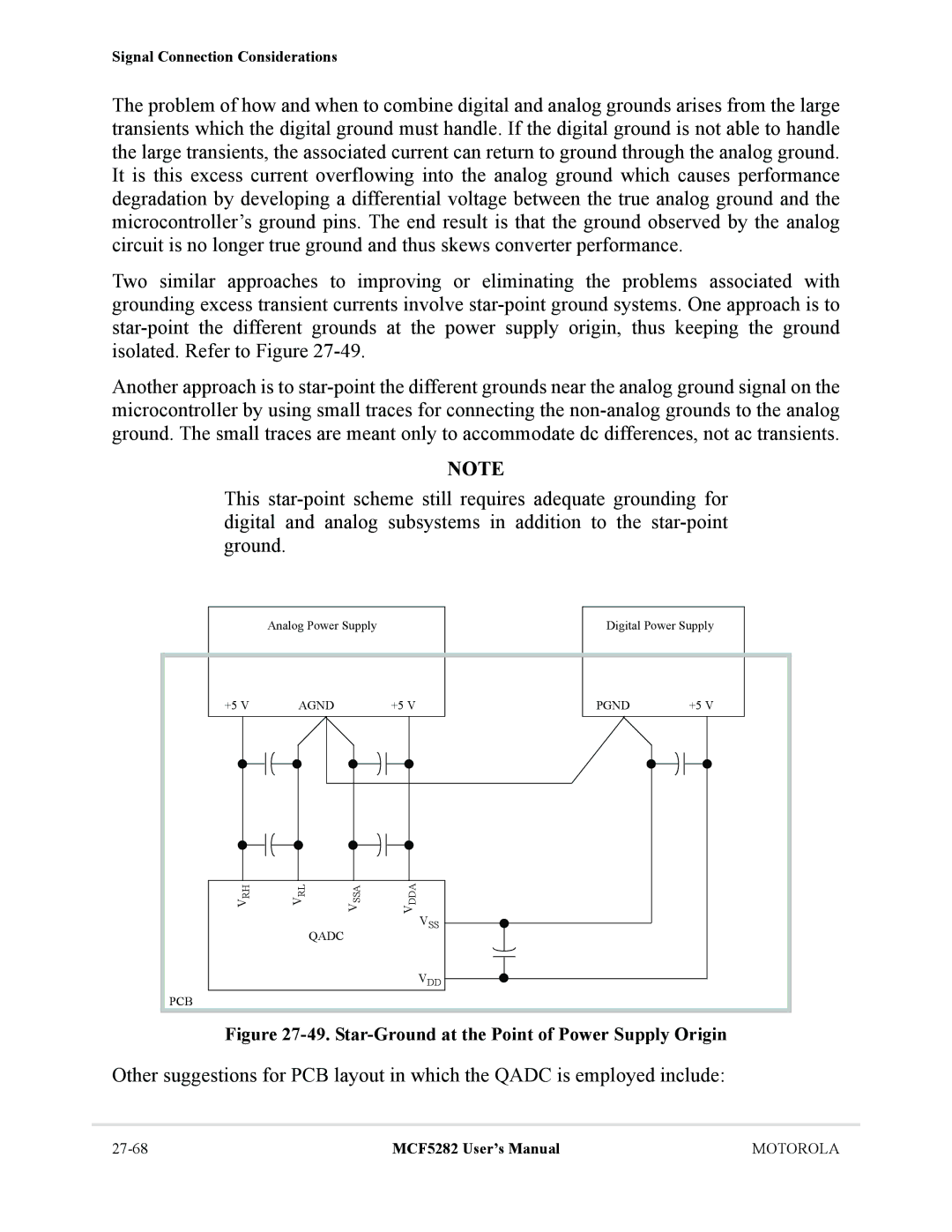 Motorola MCF5282, MCF5281 user manual Star-Ground at the Point of Power Supply Origin 