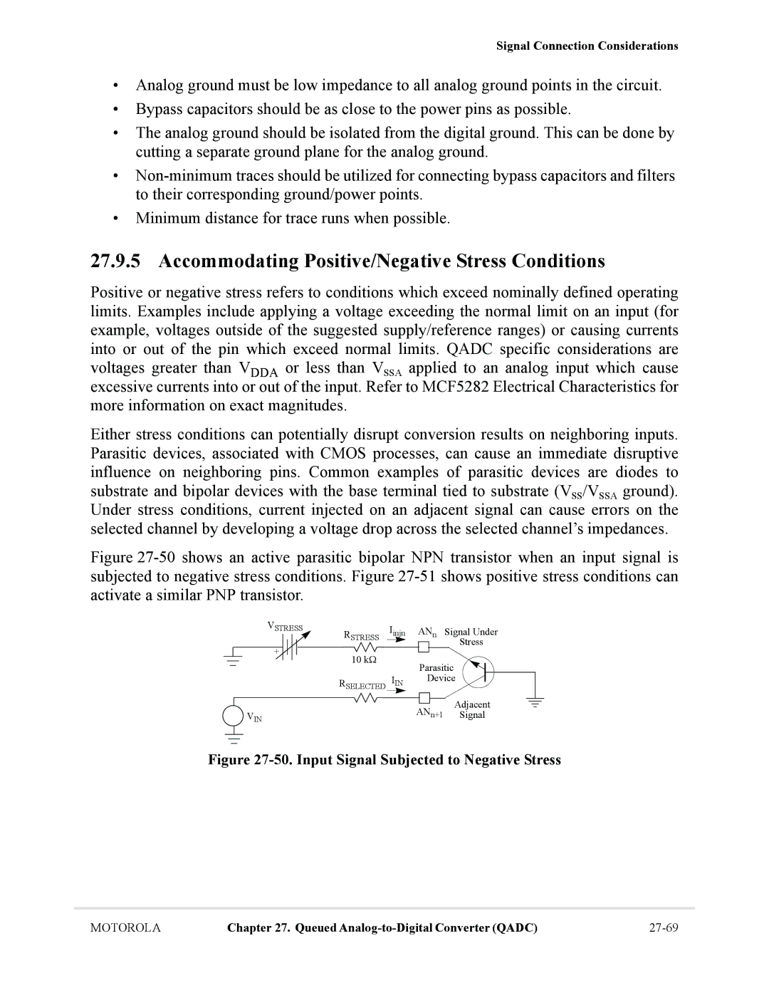 Motorola MCF5281, MCF5282 Accommodating Positive/Negative Stress Conditions, Input Signal Subjected to Negative Stress 