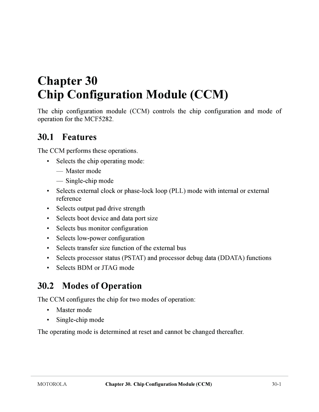 Motorola MCF5281, MCF5282 user manual Chapter Chip Configuration Module CCM 