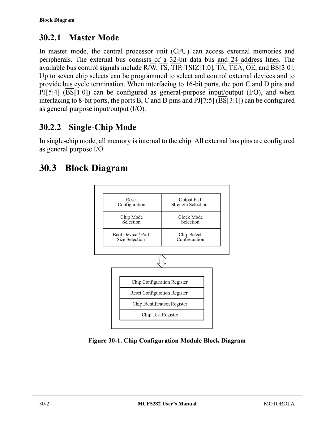 Motorola MCF5282, MCF5281 user manual Single-Chip Mode, Chip Configuration Module Block Diagram 