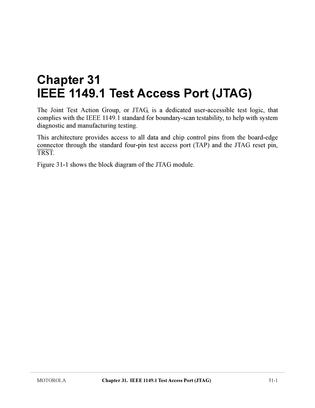 Motorola MCF5281, MCF5282 user manual Chapter Ieee 1149.1 Test Access Port Jtag 