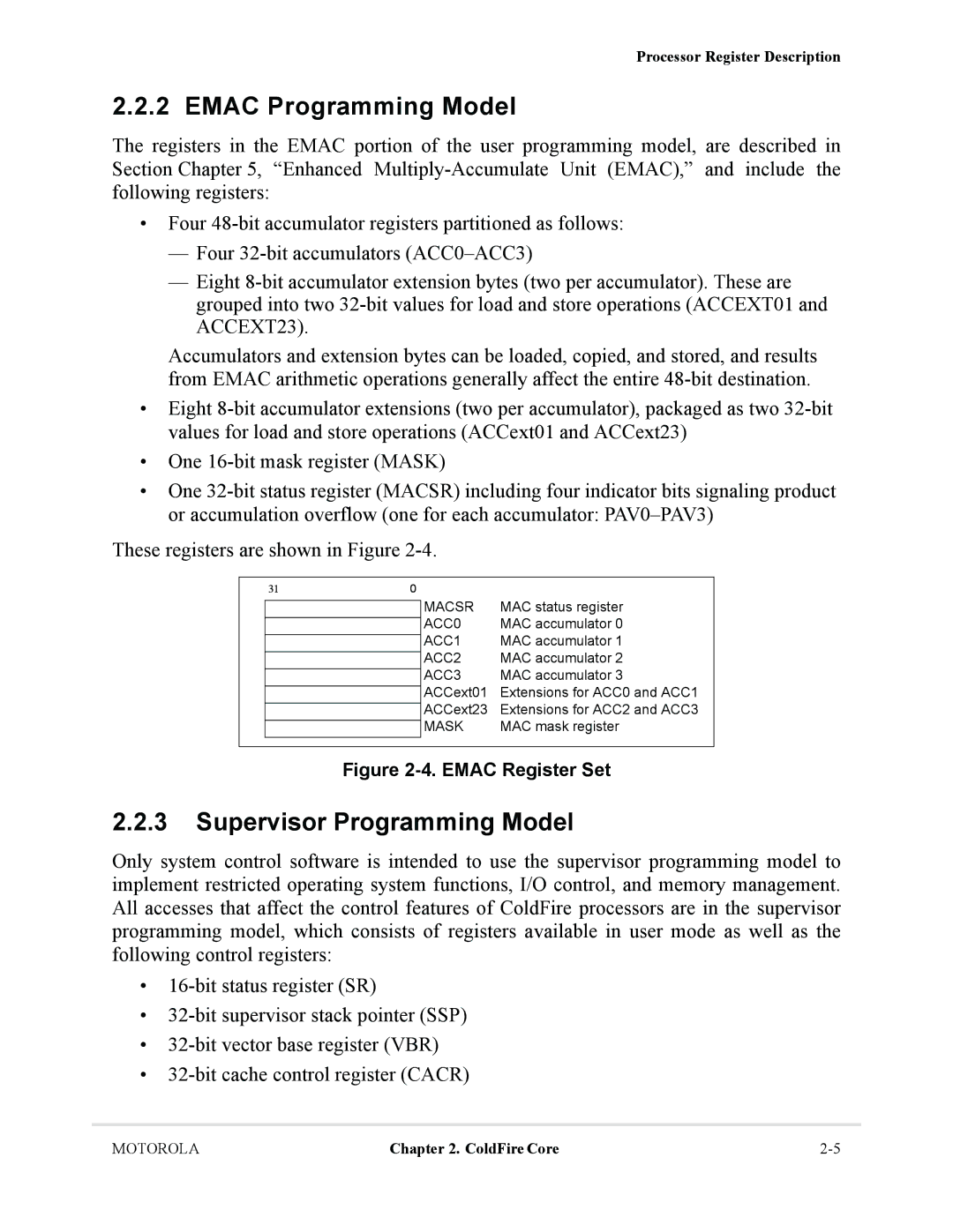 Motorola MCF5281, MCF5282 user manual Emac Programming Model, Supervisor Programming Model 