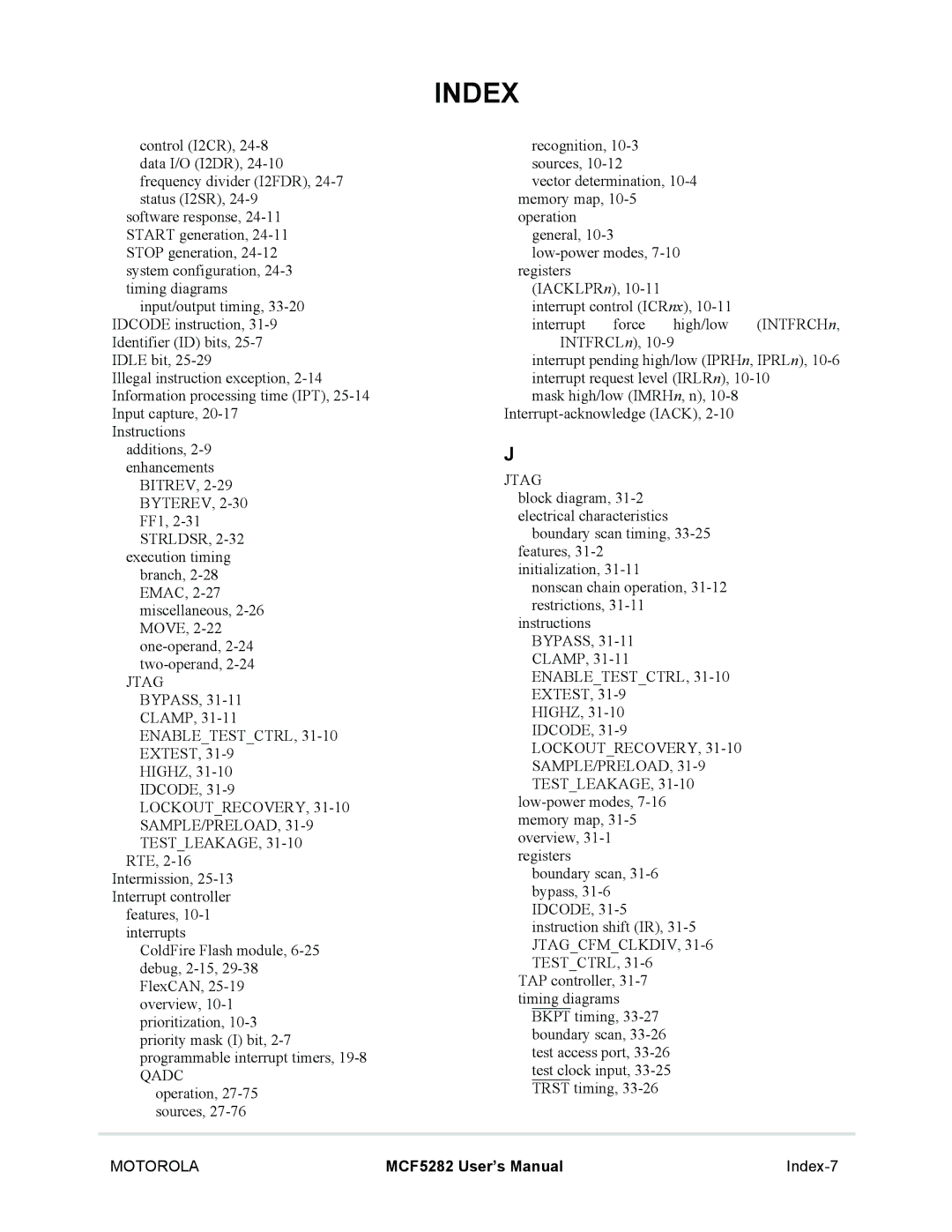 Motorola MCF5281, MCF5282 user manual Index-7 