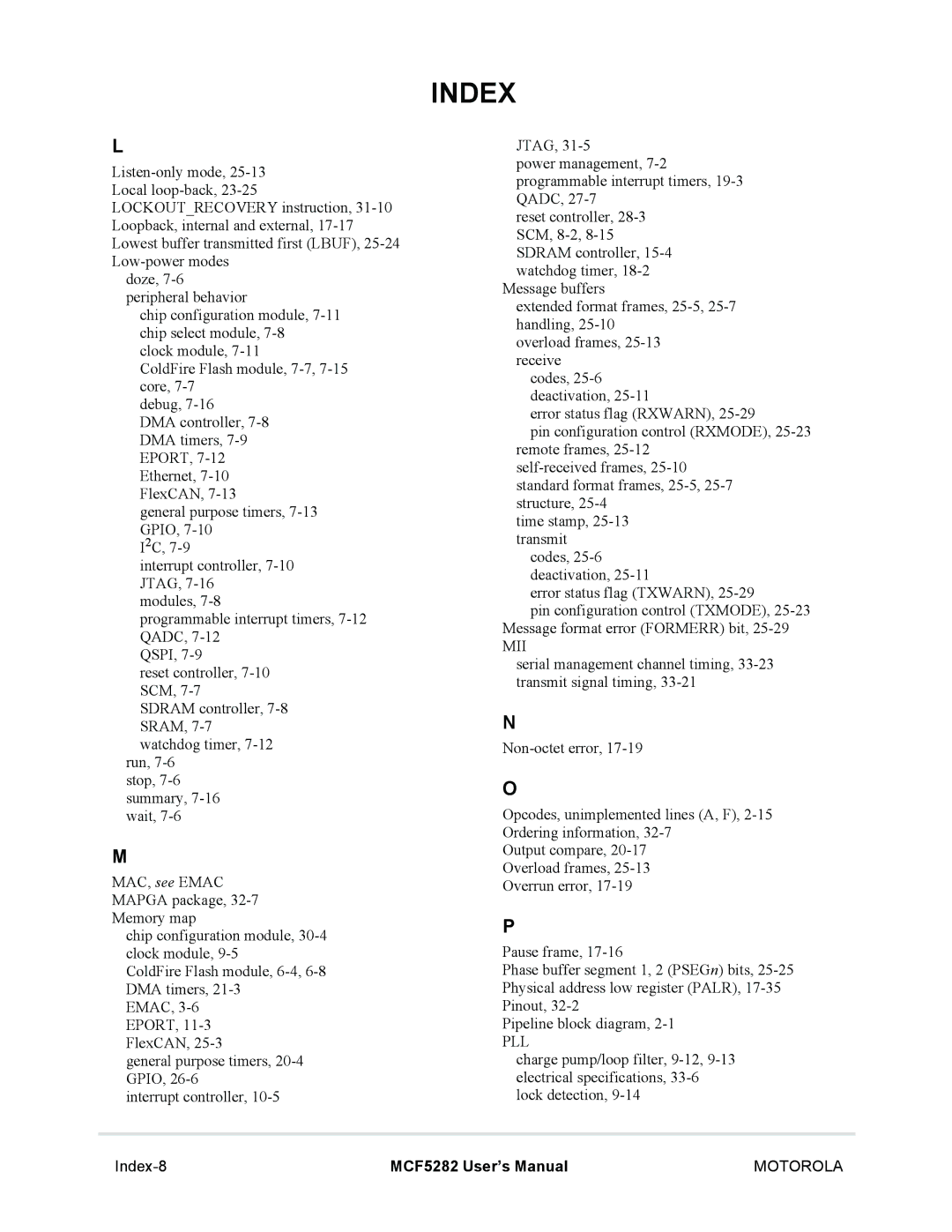 Motorola MCF5282, MCF5281 user manual Index-8 