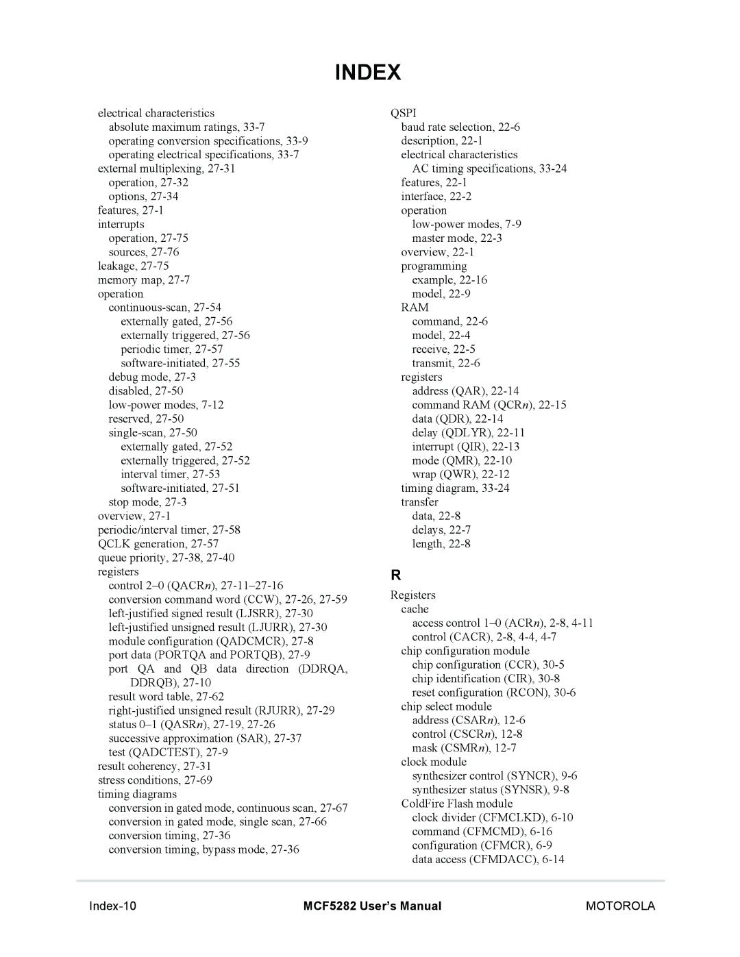 Motorola MCF5282, MCF5281 user manual Index-10 