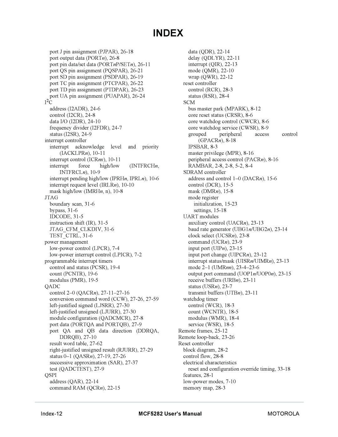 Motorola MCF5282, MCF5281 user manual Index-12 