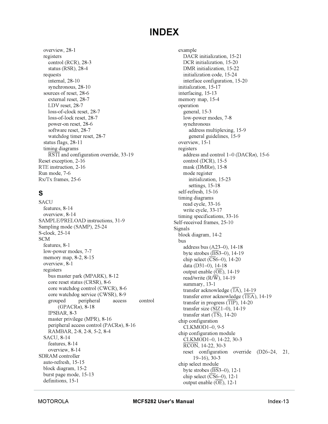 Motorola MCF5281, MCF5282 user manual Index-13 