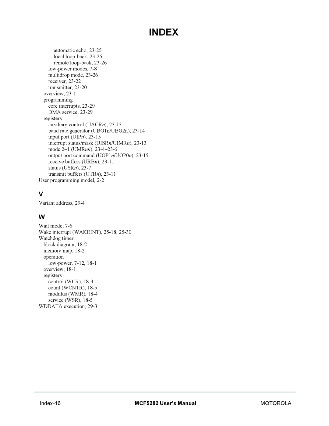 Motorola MCF5282, MCF5281 user manual Index-16 