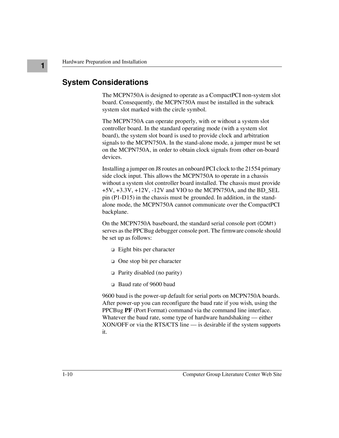 Motorola MCPN750A, IH5 manual System Considerations 