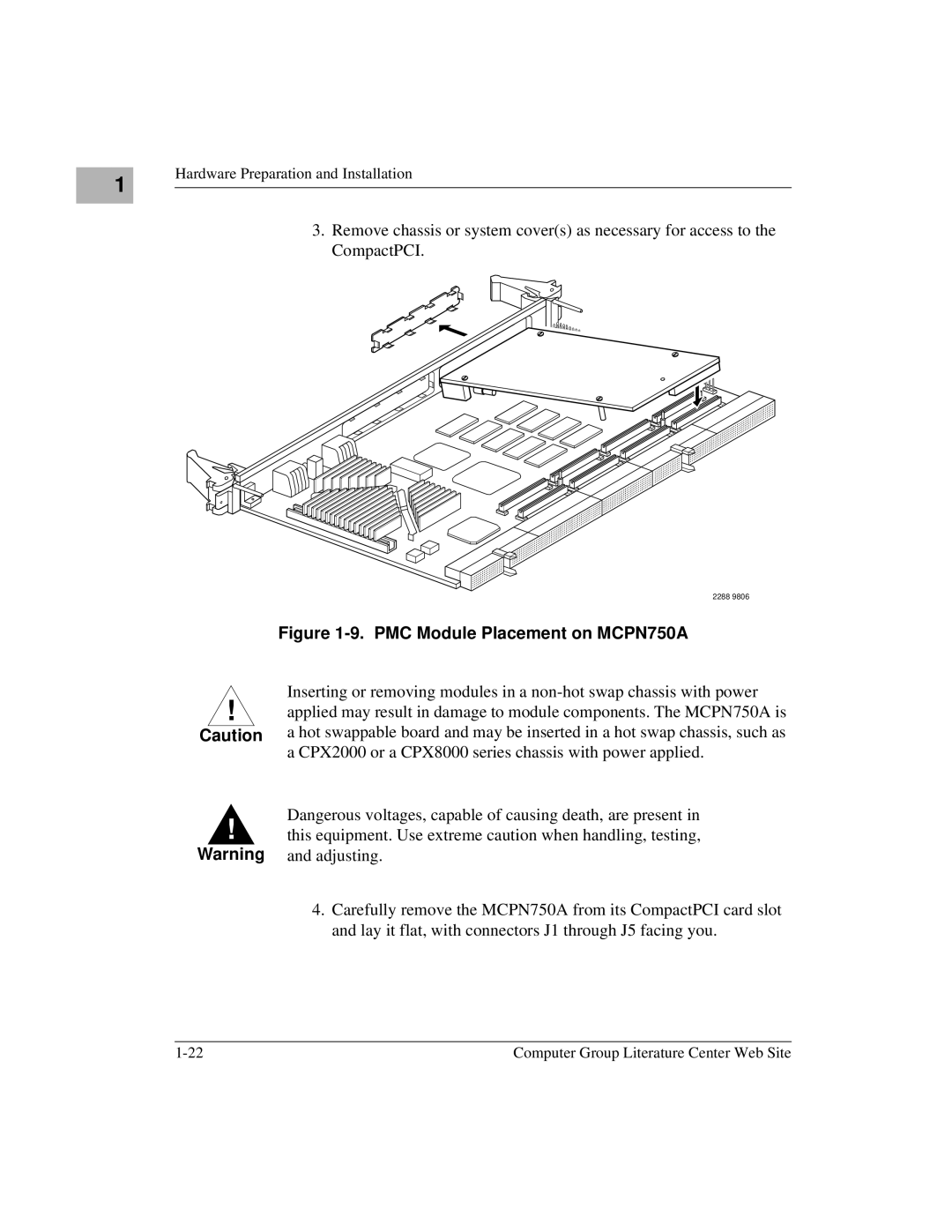 Motorola IH5 manual PMC Module Placement on MCPN750A 