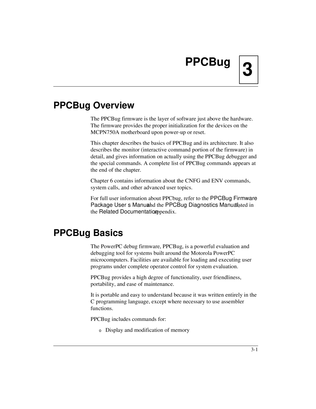 Motorola IH5, MCPN750A manual PPCBug Overview, PPCBug Basics 