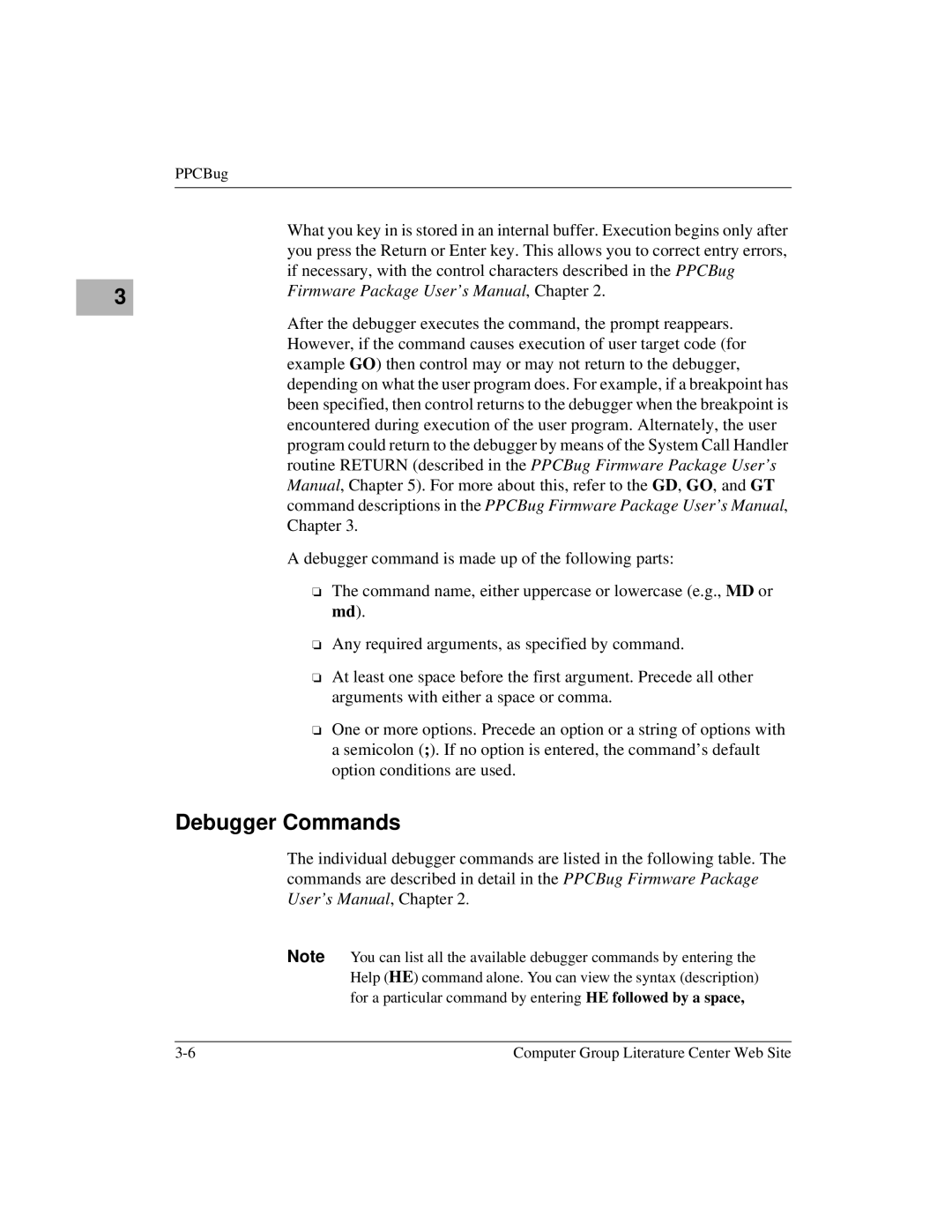 Motorola MCPN750A, IH5 manual Debugger Commands 