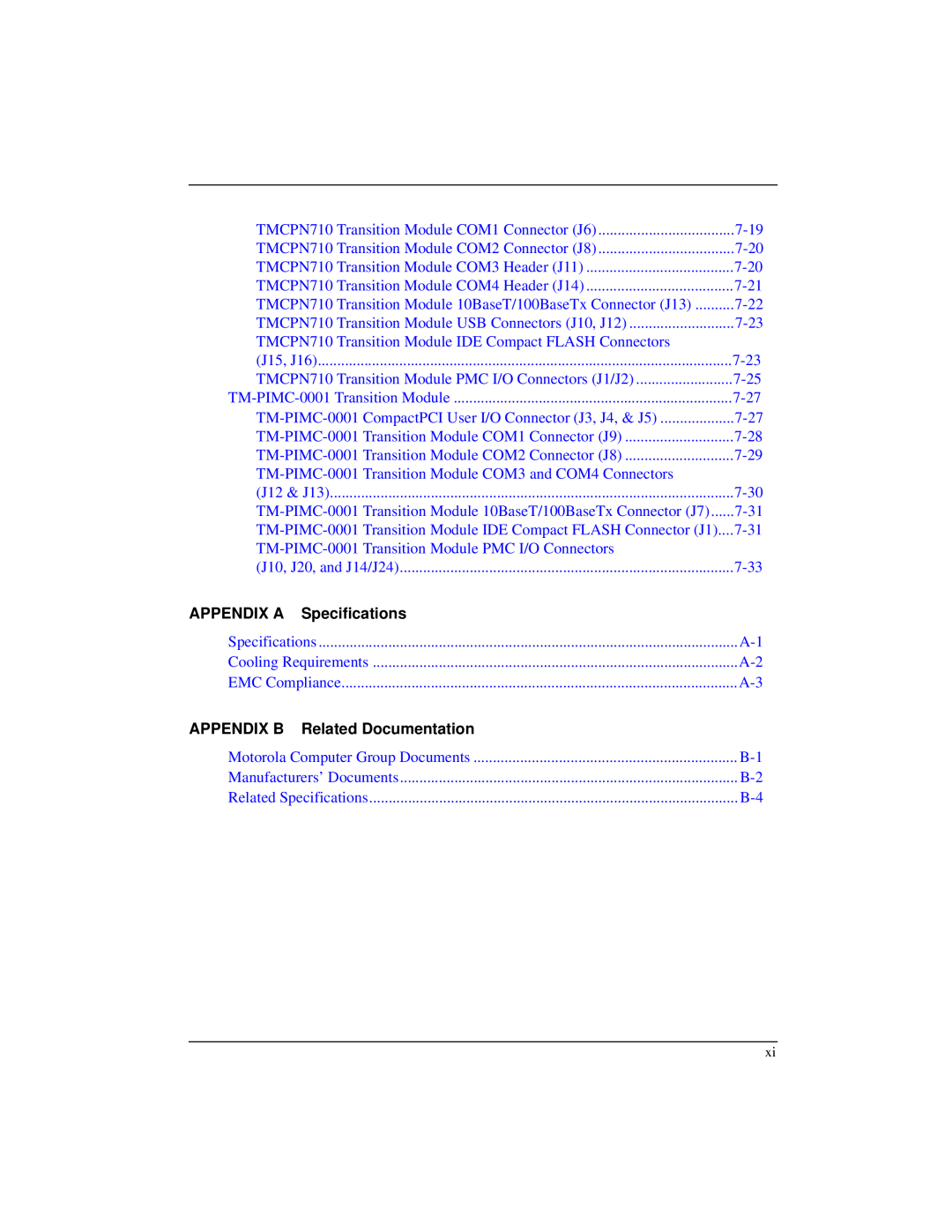 Motorola IH5, MCPN750A manual Appendix A, Specifications, Appendix B, Related Documentation 