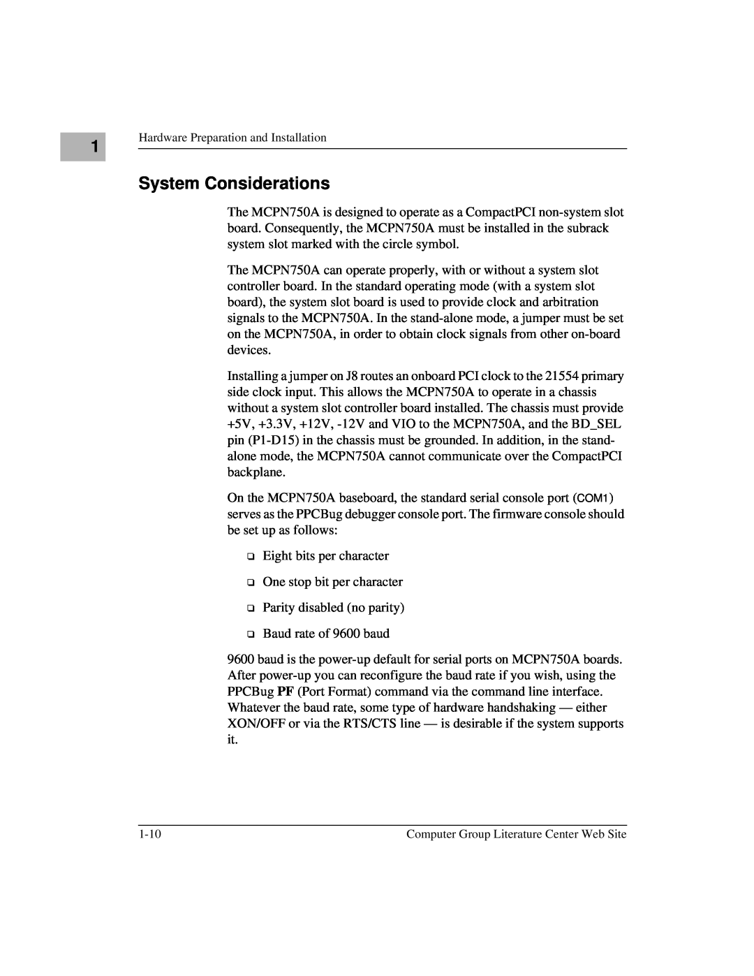 Motorola MCPN750A, IH5 manual System Considerations 