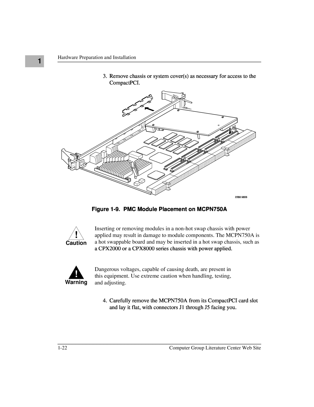 Motorola IH5 manual 9. PMC Module Placement on MCPN750A 