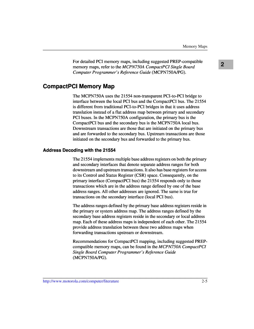 Motorola IH5, MCPN750A manual CompactPCI Memory Map, Address Decoding with the 