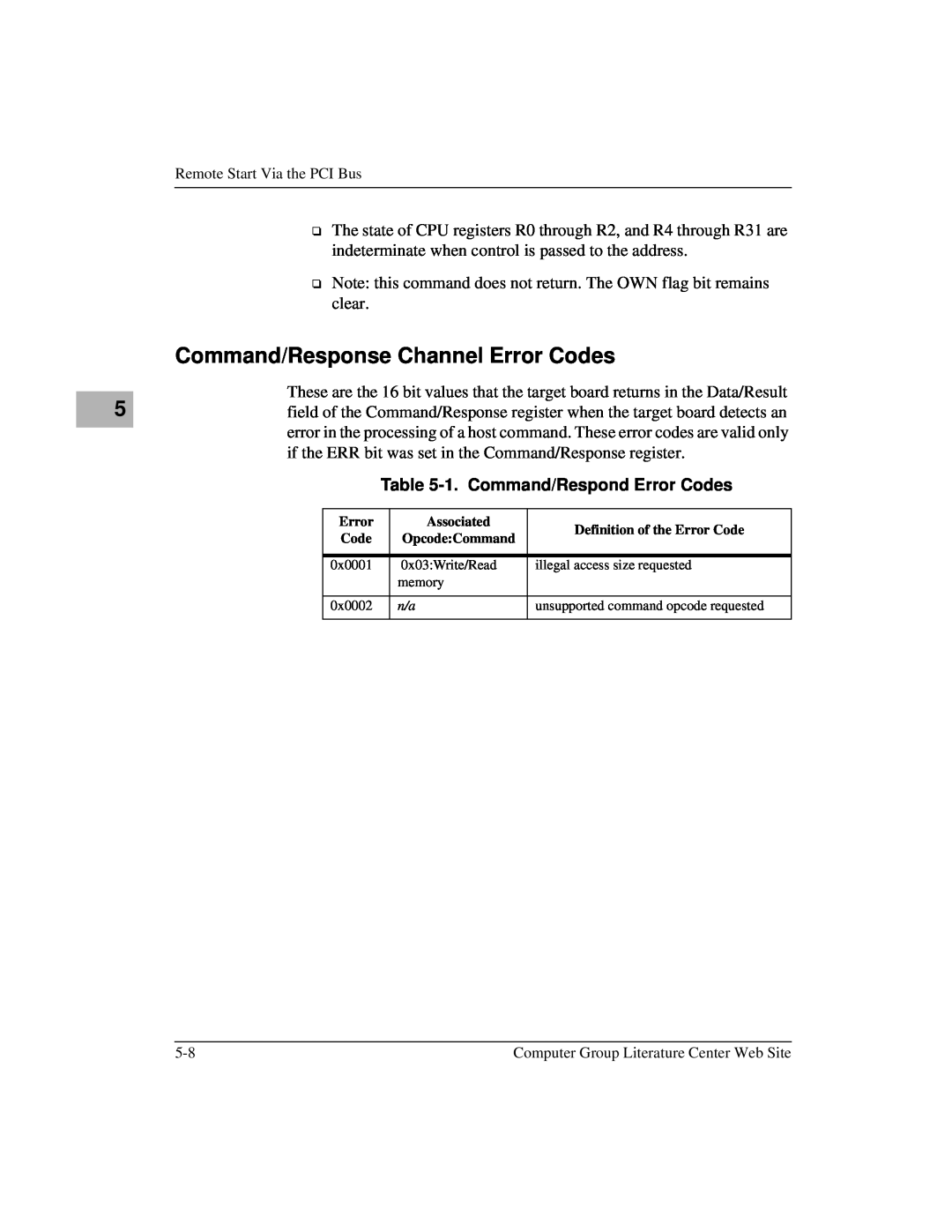 Motorola MCPN750A, IH5 manual Command/Response Channel Error Codes, 1. Command/Respond Error Codes 