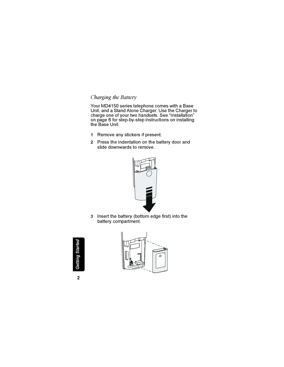 Motorola MD4150 manual Charging the Battery 