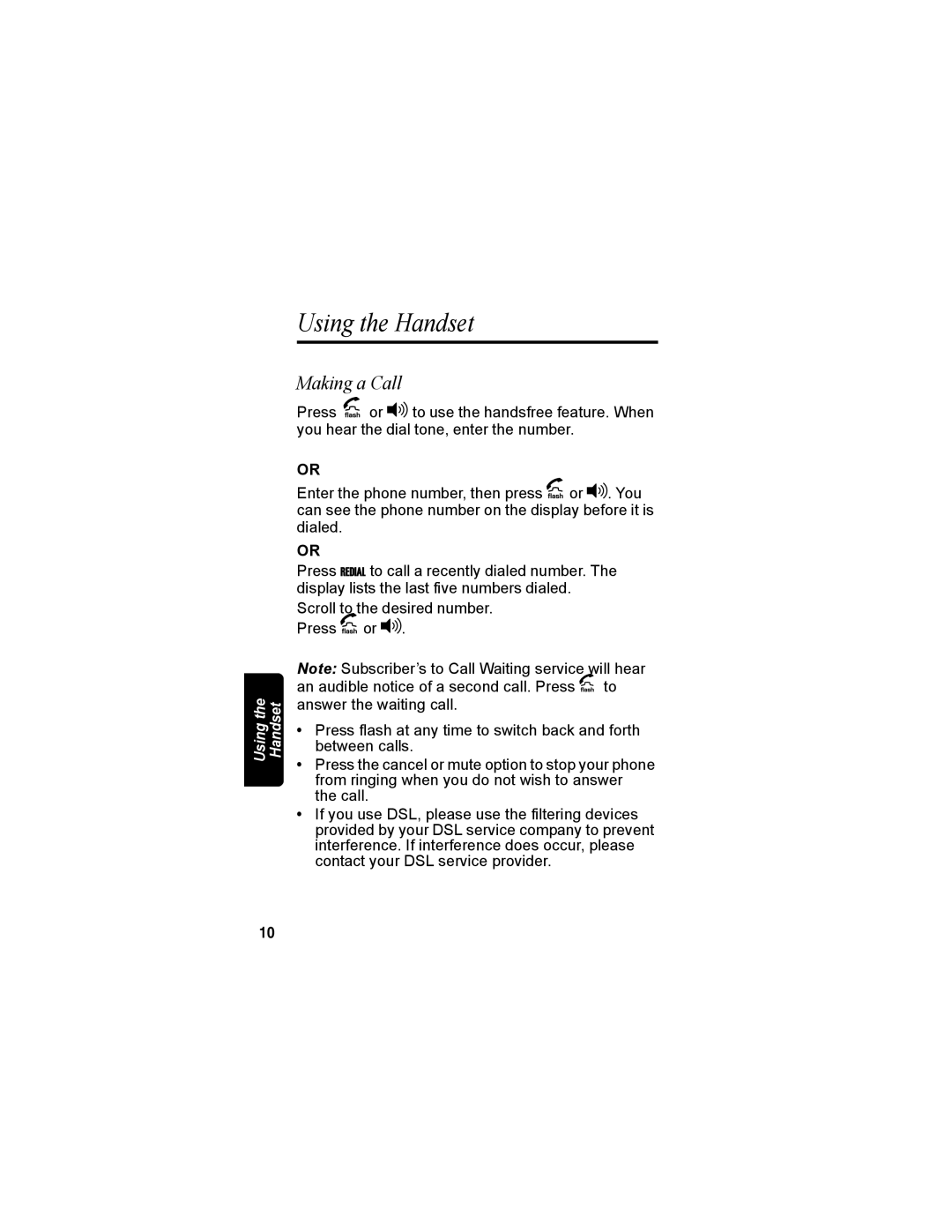 Motorola MD4150 manual Using the Handset, Making a Call 