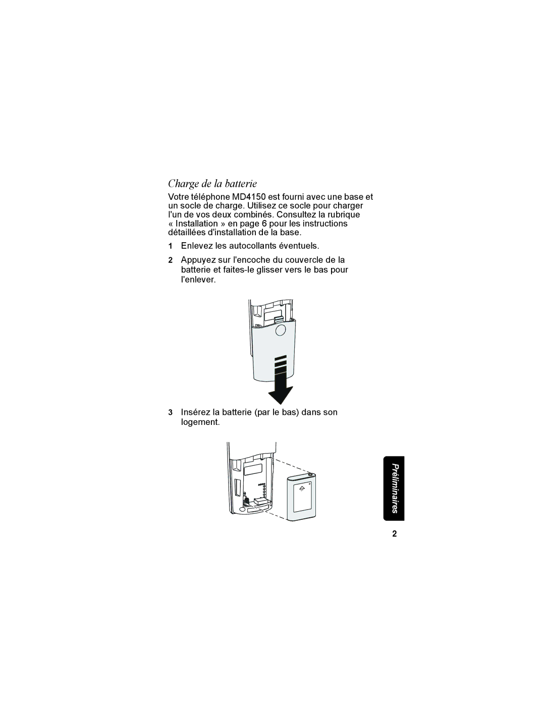 Motorola MD4150 manual Charge de la batterie 