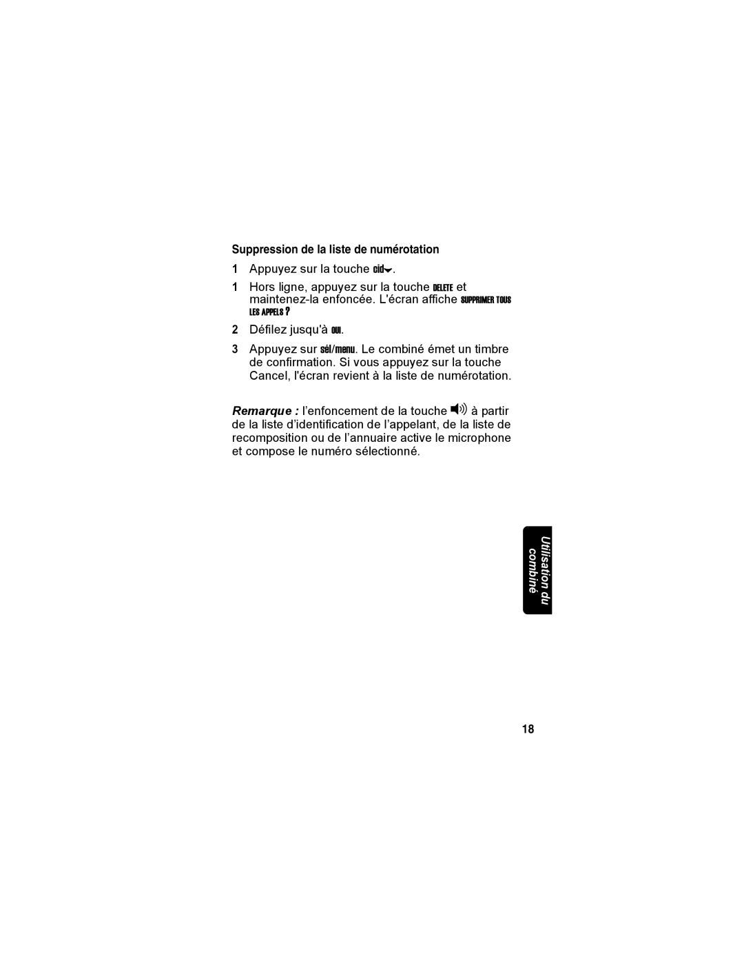 Motorola MD4150 manual Suppression de la liste de numérotation 