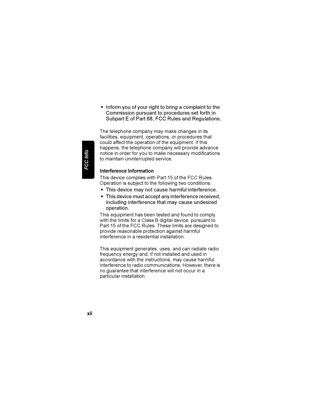 Motorola MD4160 Series manual Interference Information, Xii 