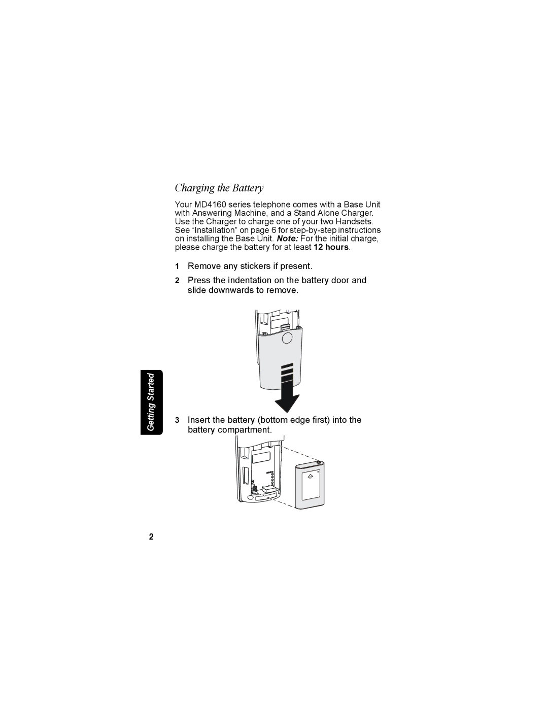 Motorola MD4160 Series manual Charging the Battery 