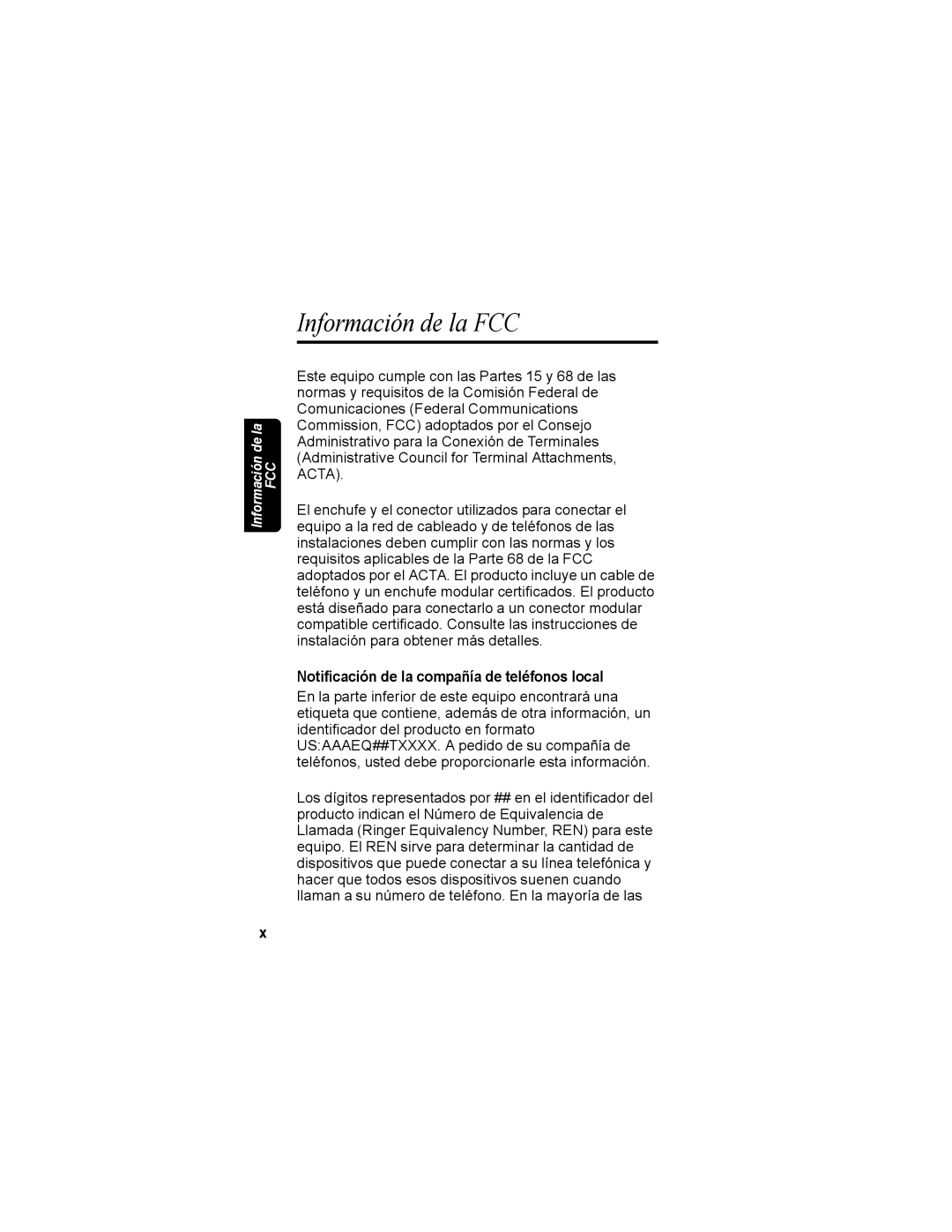 Motorola MD4160 Series manual Información de la FCC, Notificación de la compañía de teléfonos local 