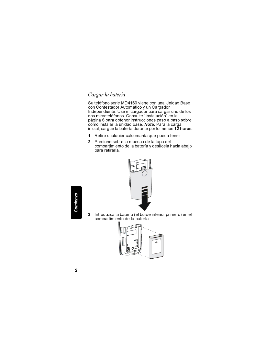 Motorola MD4160 Series manual Cargar la batería 