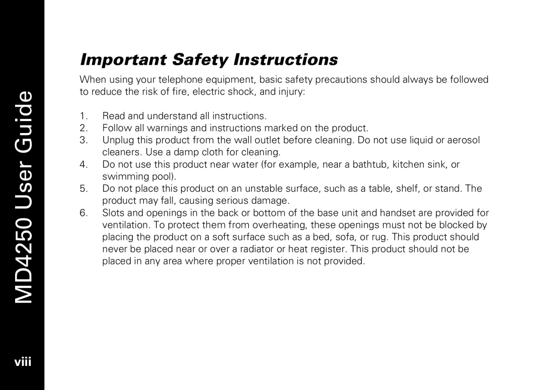 Motorola MD4250 manual Important Safety Instructions 