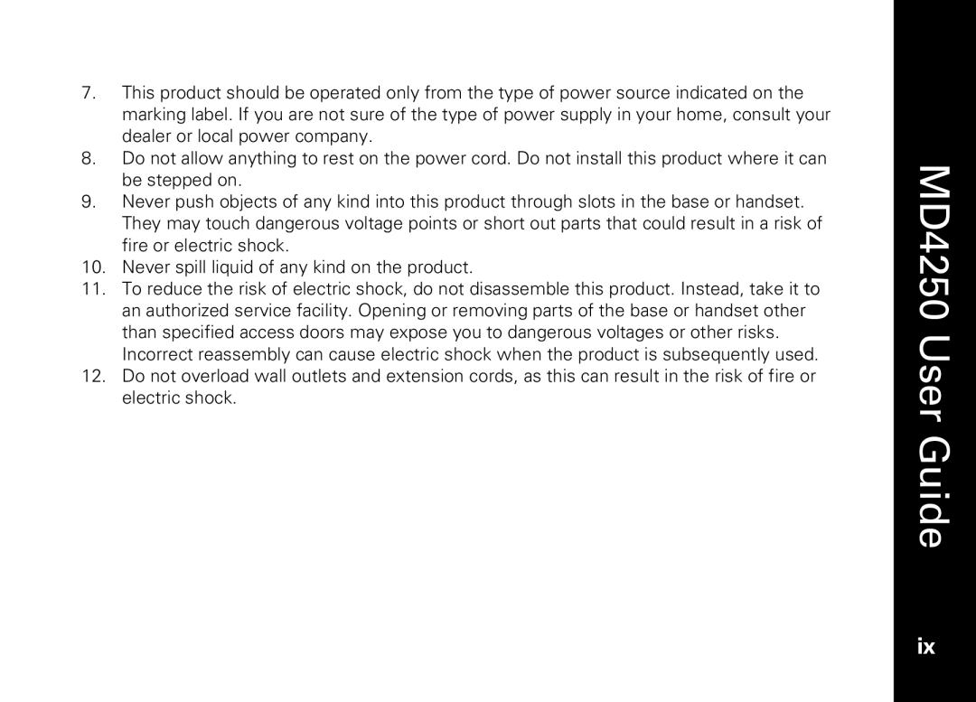 Motorola manual MD4250 User Guide 