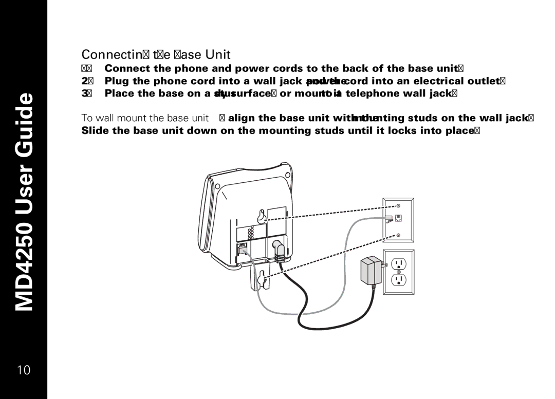 Motorola MD4250 manual Connecting the Base Unit 