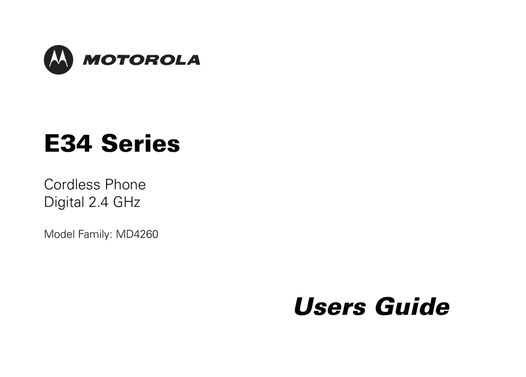 Motorola MD4260 manual Users Guide 