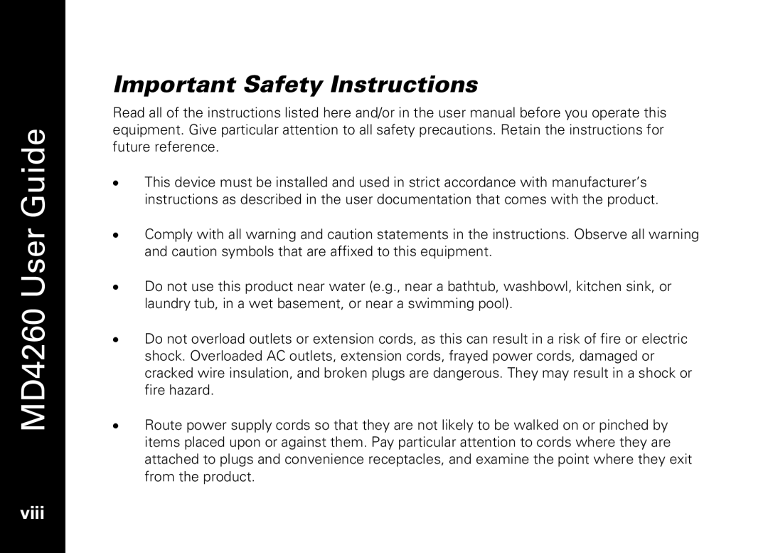 Motorola MD4260 manual Important Safety Instructions 