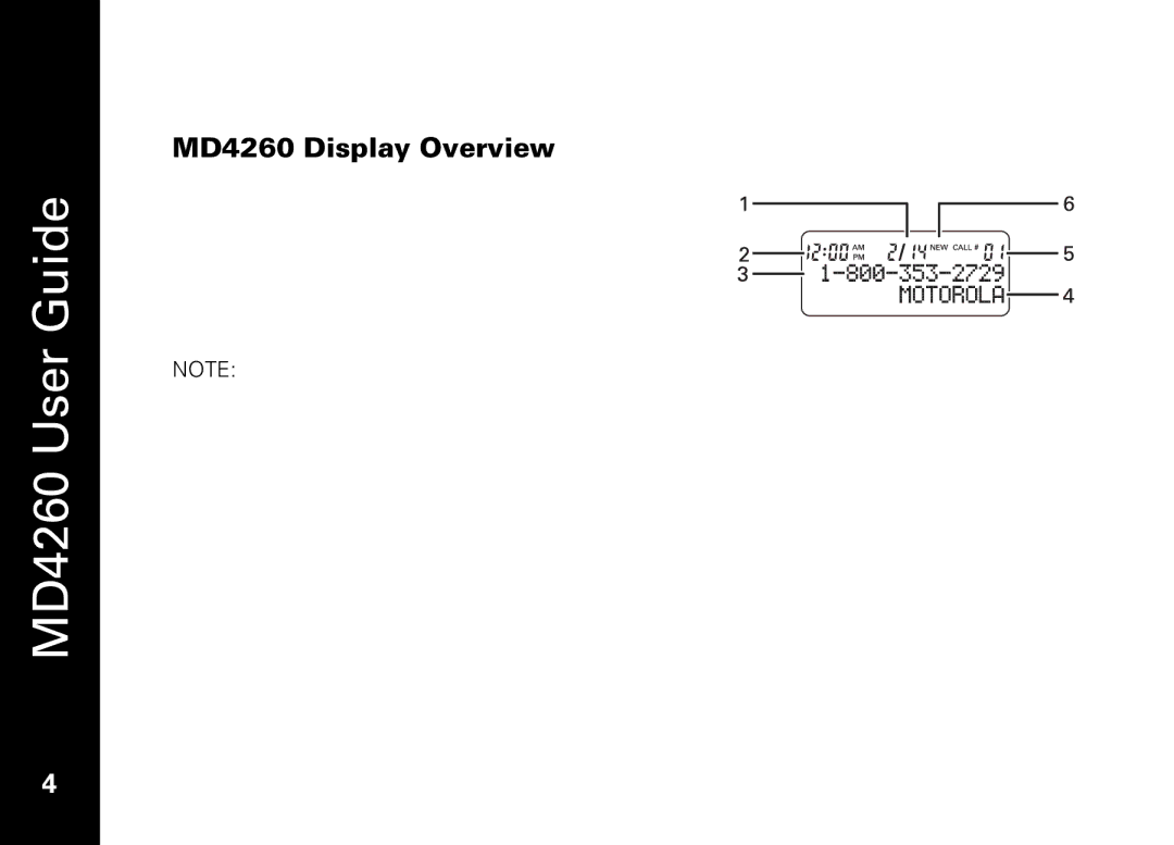 Motorola manual MD4260 Display Overview 