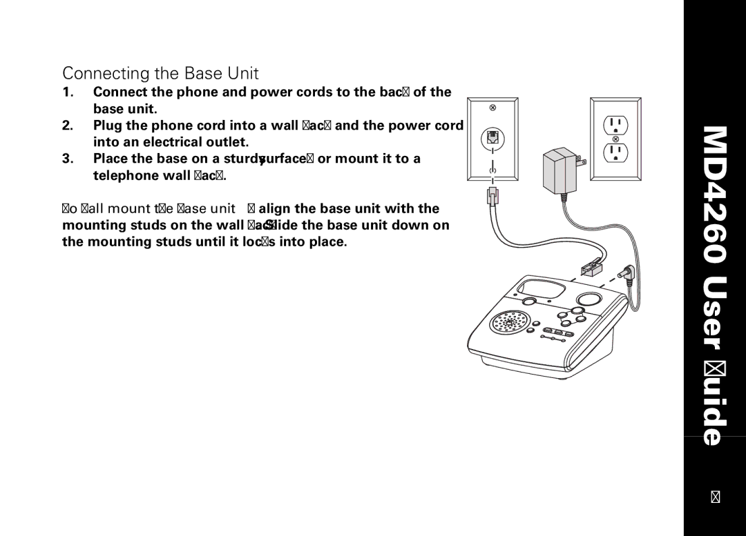 Motorola MD4260 manual Connecting the Base Unit 