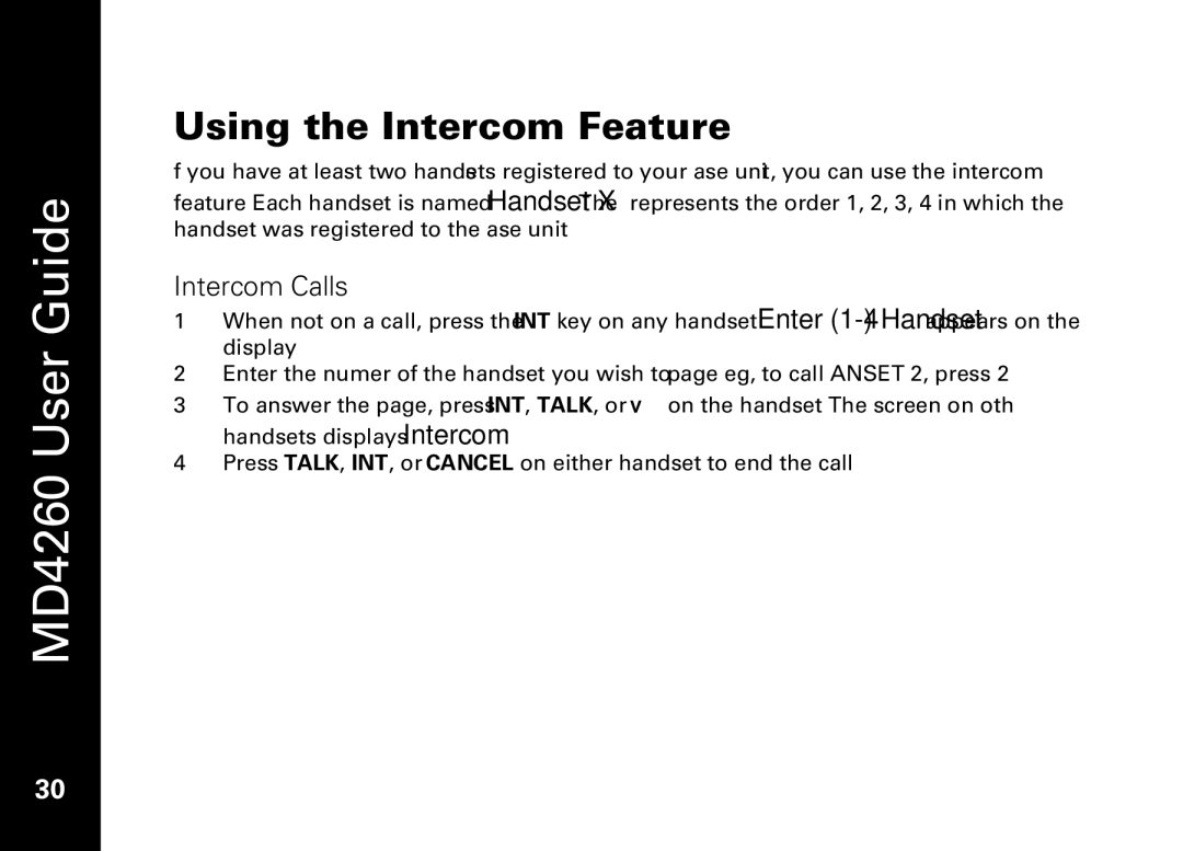 Motorola MD4260 manual Using the Intercom Feature, Intercom Calls 