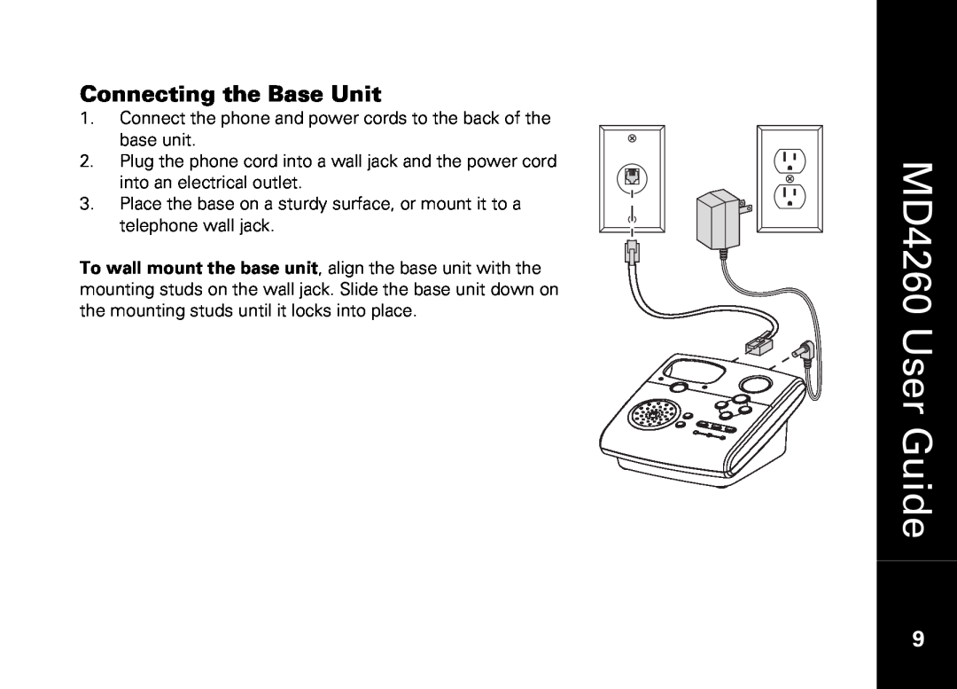 Motorola manual Connecting the Base Unit, MD4260 User Guide 