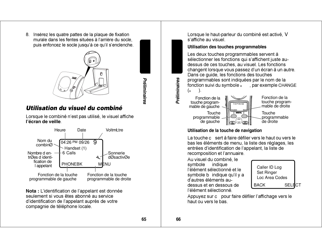 Motorola MD450 manual Utilisation du visuel du combiné 